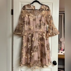 Eliza J Embroidered Floral Midi Dress